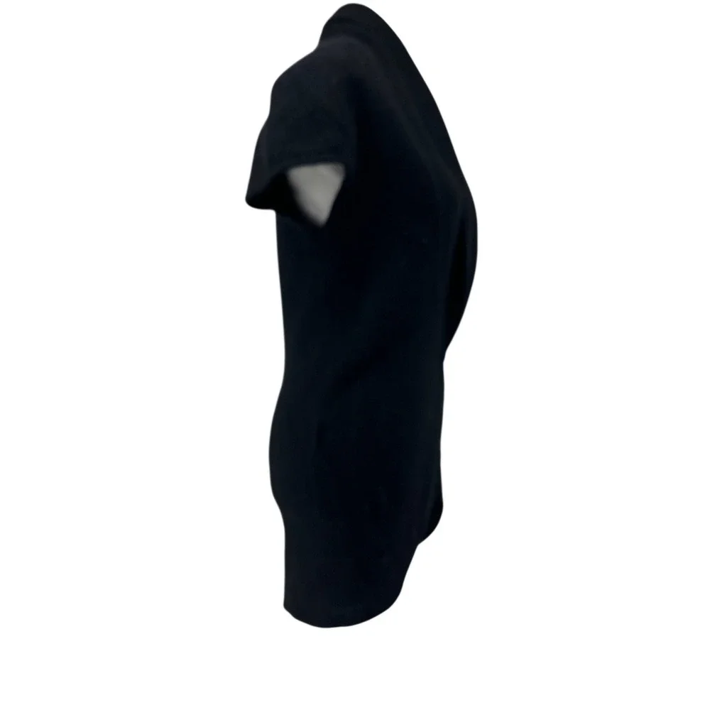 Black Angora‎ Lambswool Blend Shawl Collar Short Sleeve Cardigan RN 59478 Large